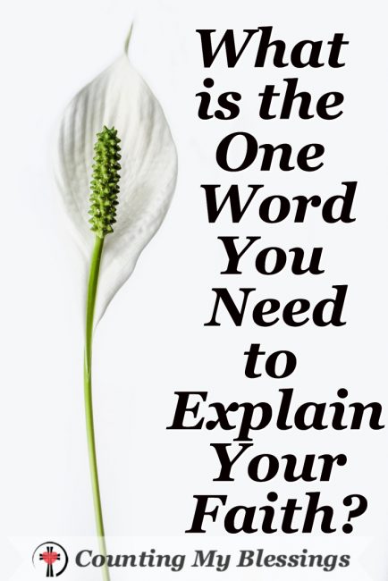 What if someone asked you to explain your faith in one word. What would it be? What if someone asked you to explain your faith in one word. What would it be?